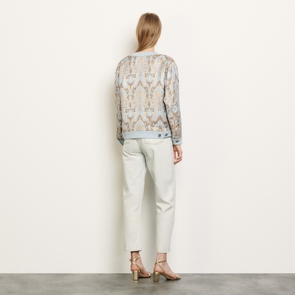 NWT $565 Sandro Orcan Metallic Jacquard Jacket Coat - Picture 5 of 8